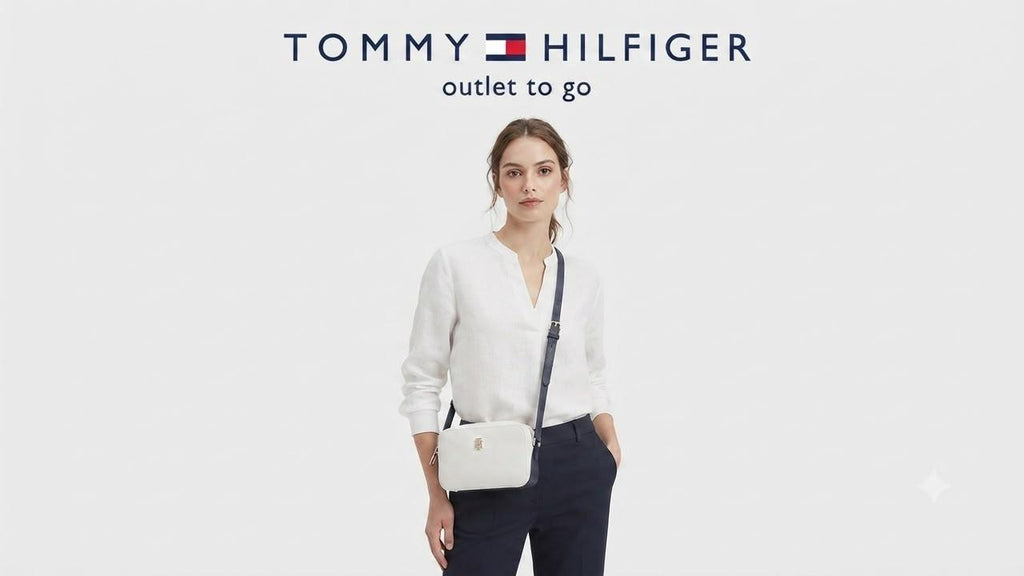 Bolsa Tommy Hilfiguer blanca con azul