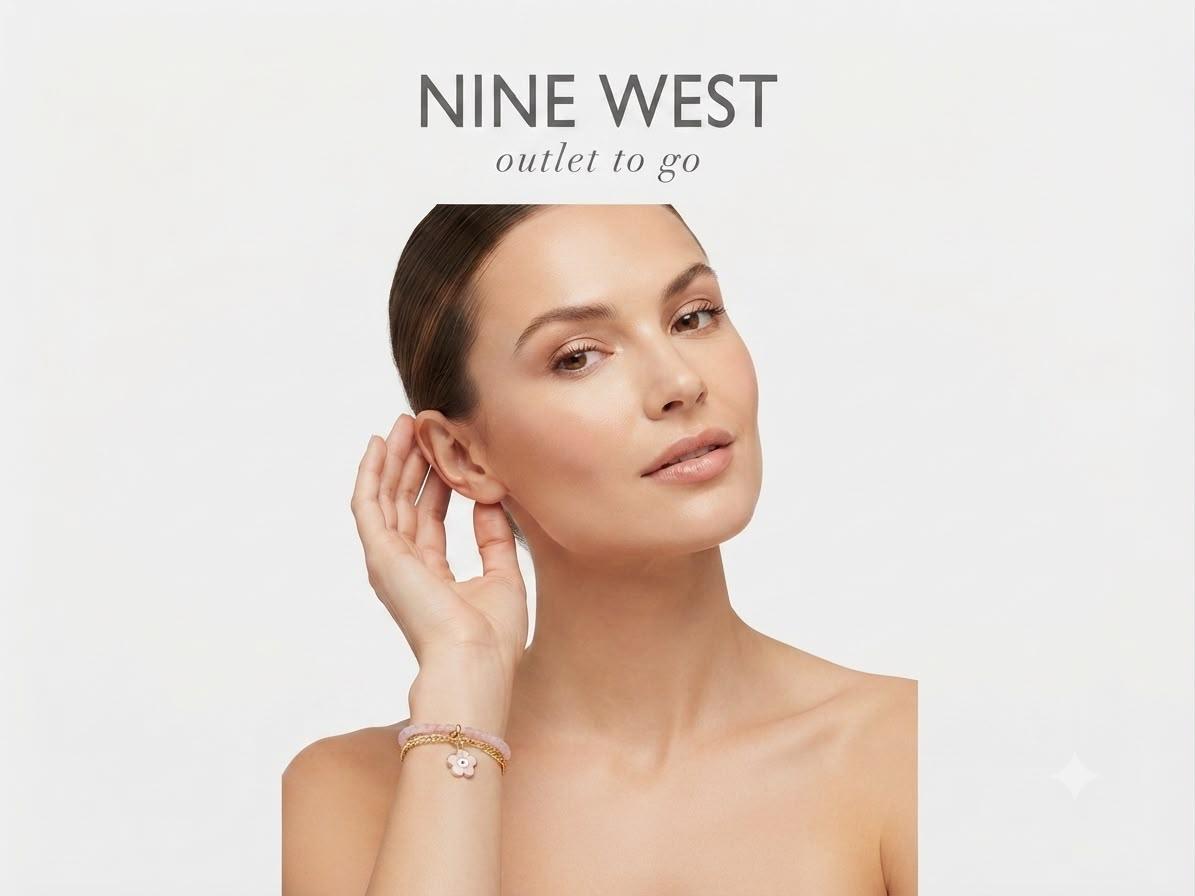 Nine West Tobillera Pulsera Dorada con piedras rosa  y con Charm de flor