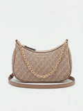 Bolsa de Hombro Anne Klein Monograma Beige con Cadena