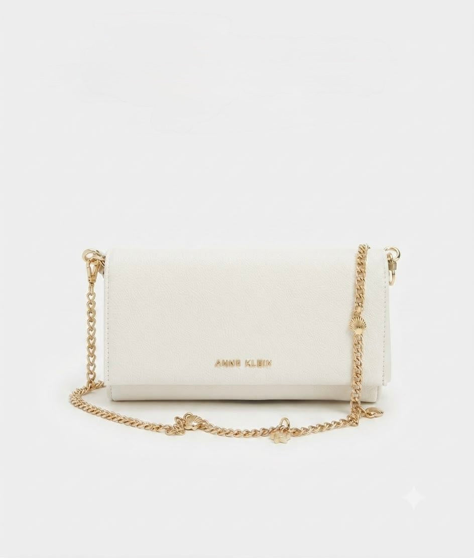 Anne Klein Bolsa Clutch Blanca con Cadena Dorada