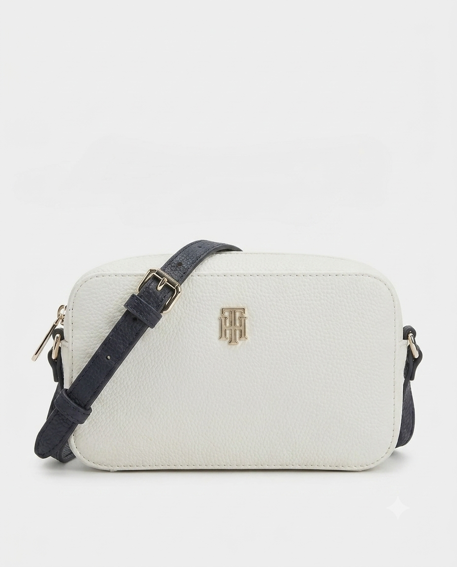 Bolsa Tommy Hilfiguer blanca con azul