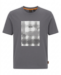 BOSS Playera Gris Gráfico Cuadro Frontal