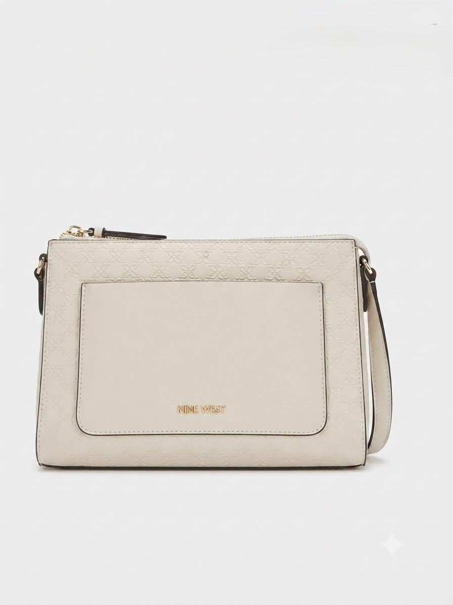 Bolsa Crossbody Nine West Crema con Bolsillo Frontal