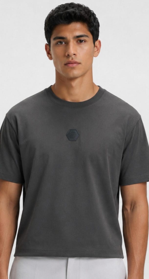 BOSS Playera Gris Oscuro Emblema Minimalista