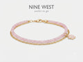 Nine West Tobillera Pulsera Dorada con piedras rosa  y con Charm de flor