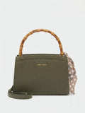 Bolsa Satchel Anne Klein Verde Olivo con Asa de Bambú