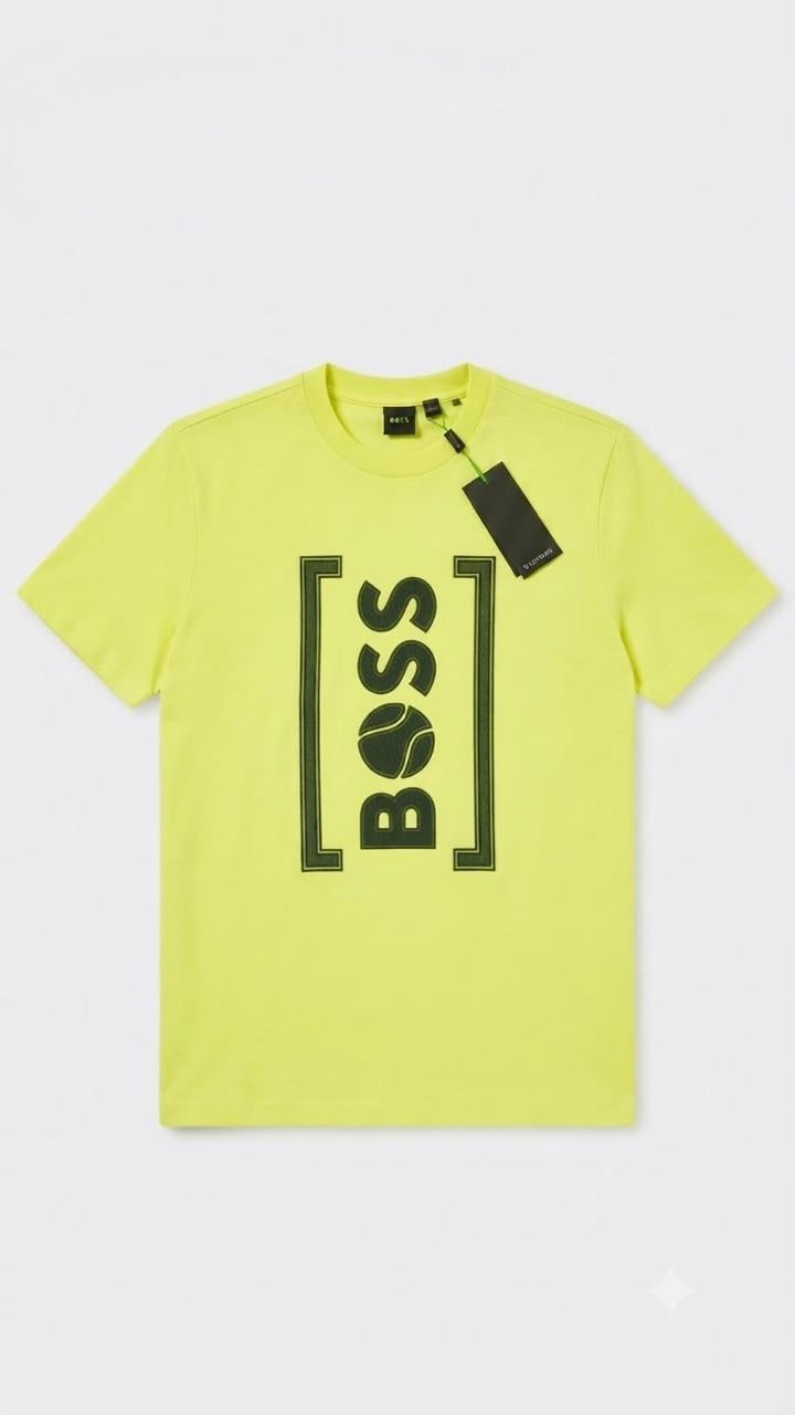 BOSS Playera Amarillo Neón Logo Vertical