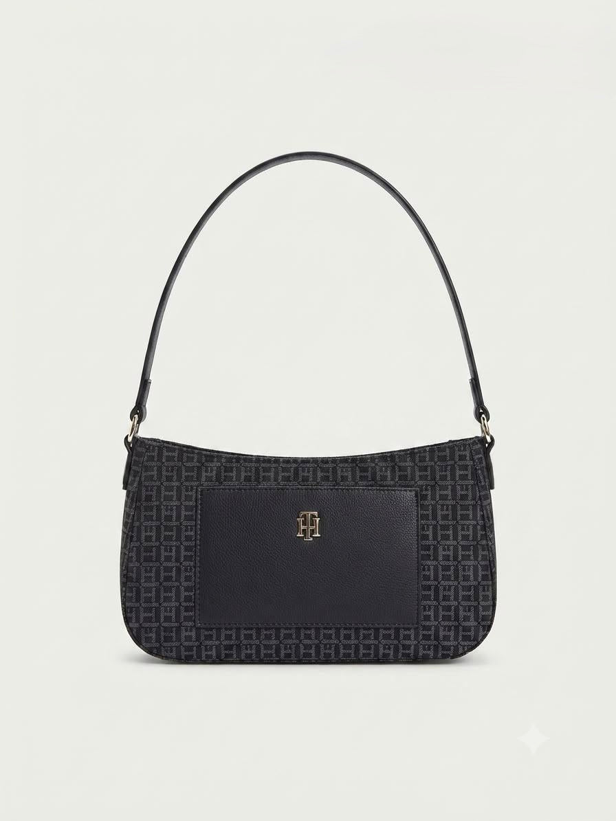 Bolsa de Hombro Tommy Hilfiger Monograma Negra