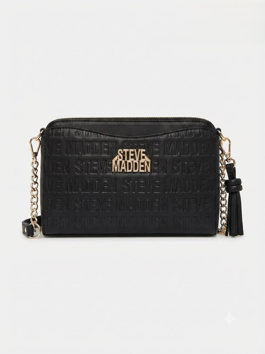 Bolsa Crossbody Steve Madden Negra con Monograma