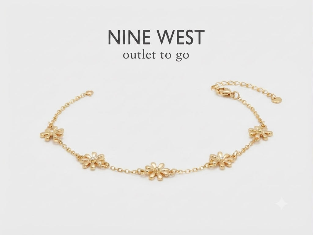 Nine West Tobillera Pulsera de flores doradas