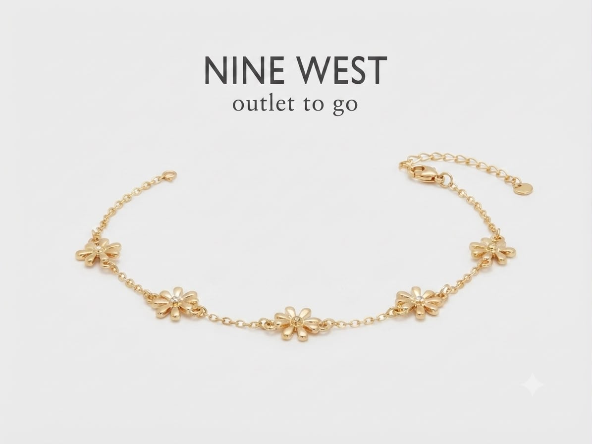 Nine West Tobillera Pulsera de flores doradas