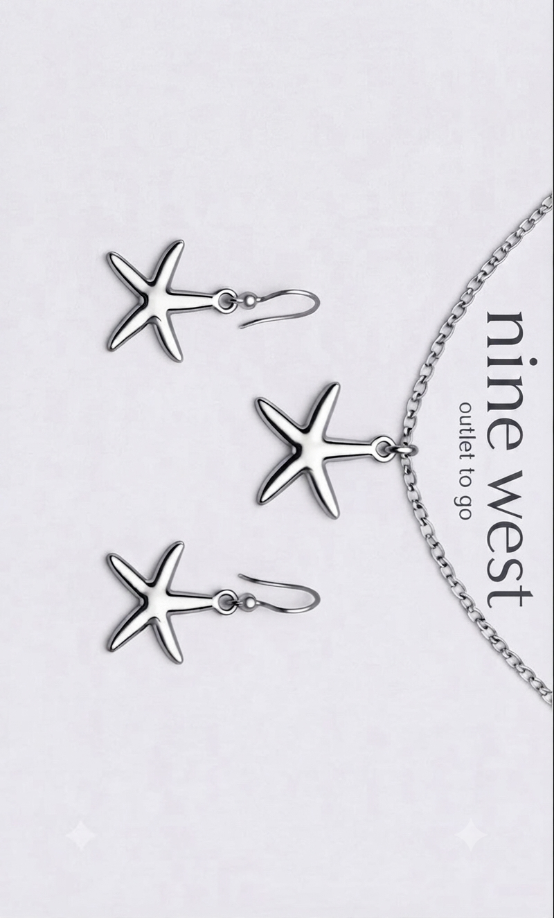 Nine West Set Collar y Aretes Estrella de Mar Plateado