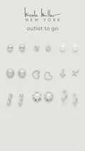 Nicole Miller Set de nueve aretes de perlas y corazones