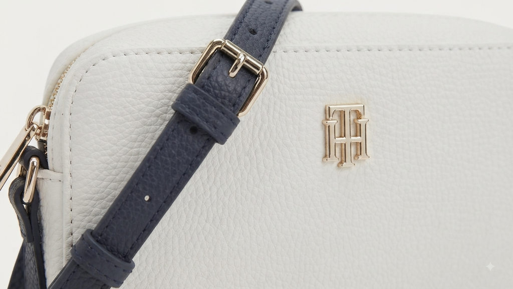 Bolsa Tommy Hilfiguer blanca con azul
