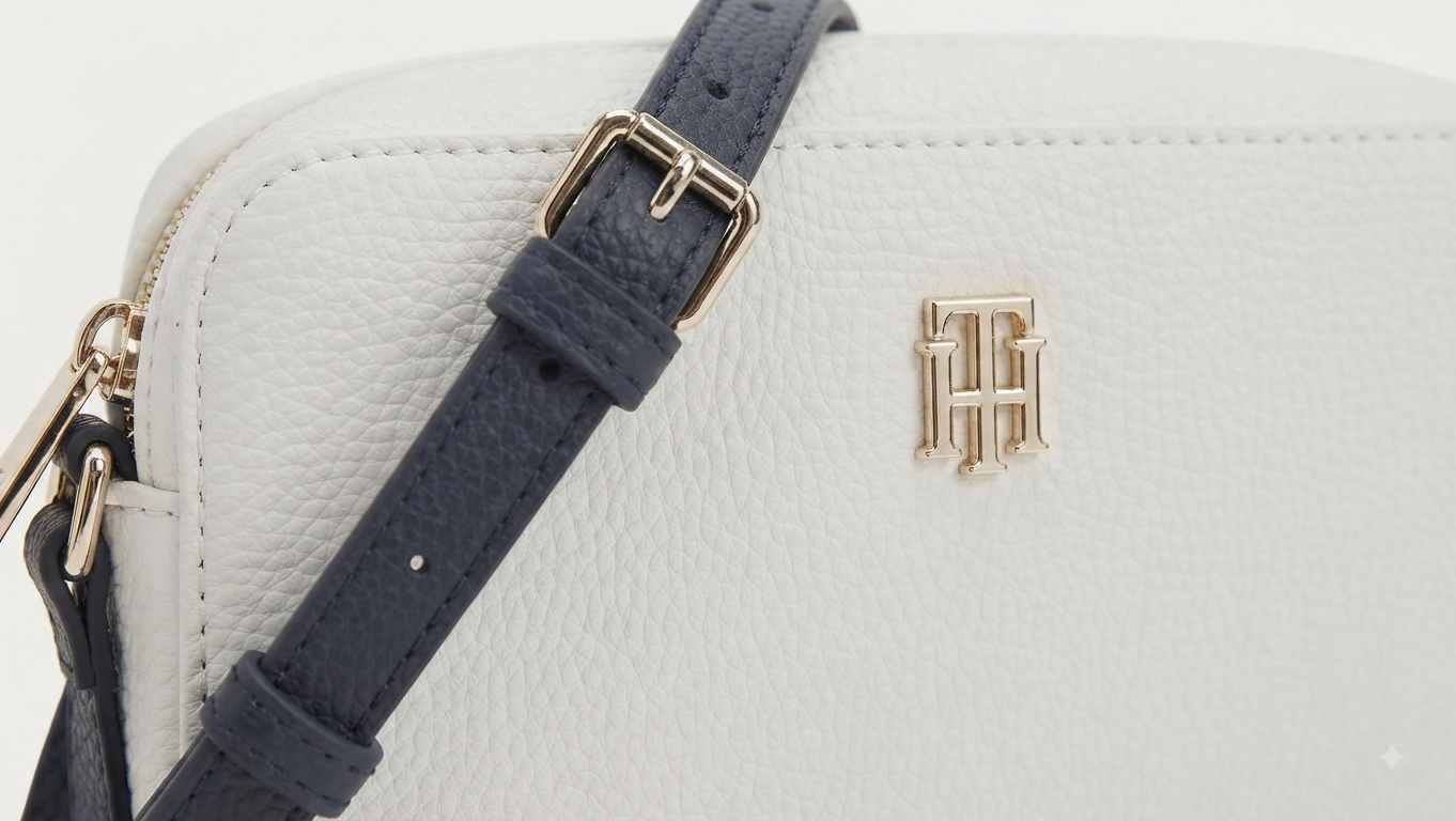 Bolsa Tommy Hilfiguer blanca con azul