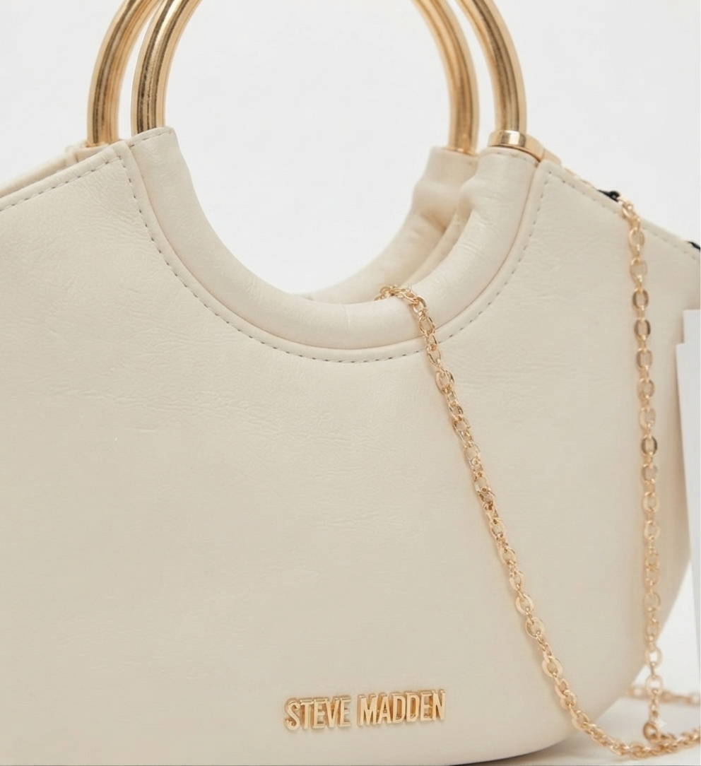 Steve Madden Bolsa Satchel Ivory con Asa Metálica