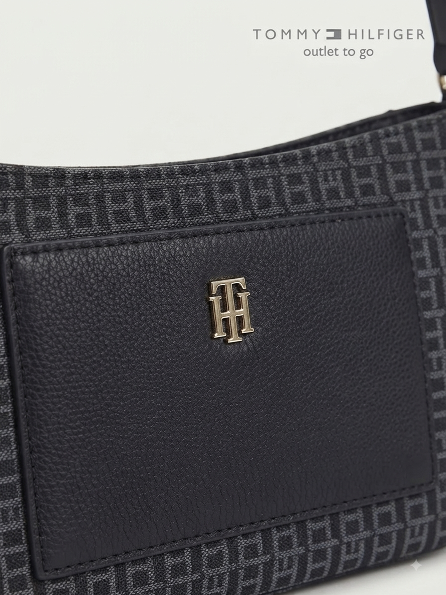 Bolsa de Hombro Tommy Hilfiger Monograma Negra