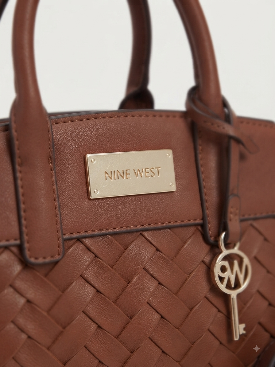 Bolsa Satchel Nine West Café Tejida