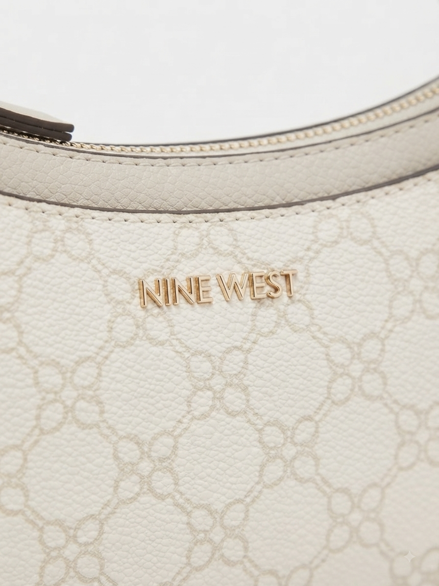 Bolsa Nine West Monograma Crema con Asa y Correa