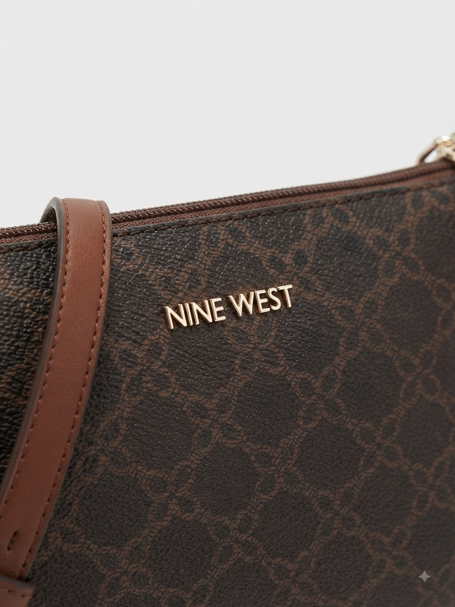 Bolsa Crossbody Nine West Monograma Café