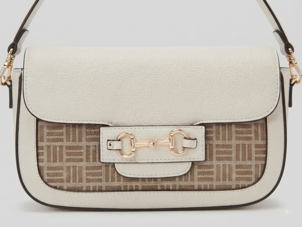Bolsa de Hombro Anne Klein Blanca con Monograma
