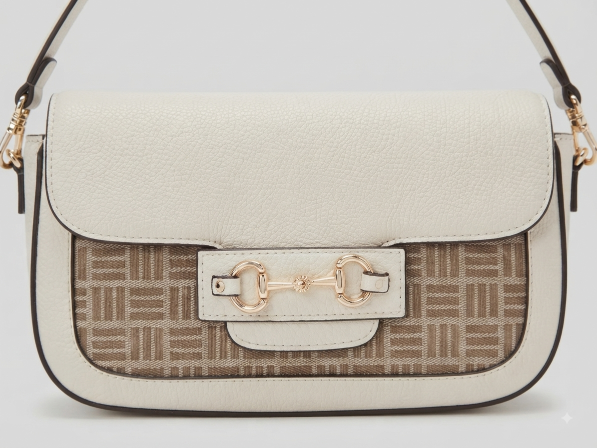 Bolsa de Hombro Anne Klein Blanca con Monograma