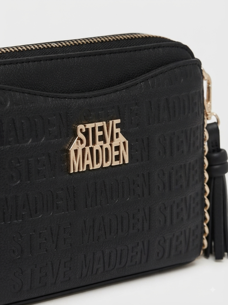 Bolsa Crossbody Steve Madden Negra con Monograma