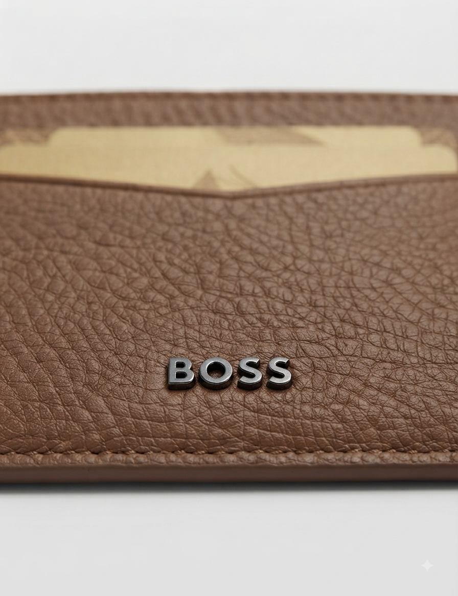 BOSS Tarjetero de Piel Café