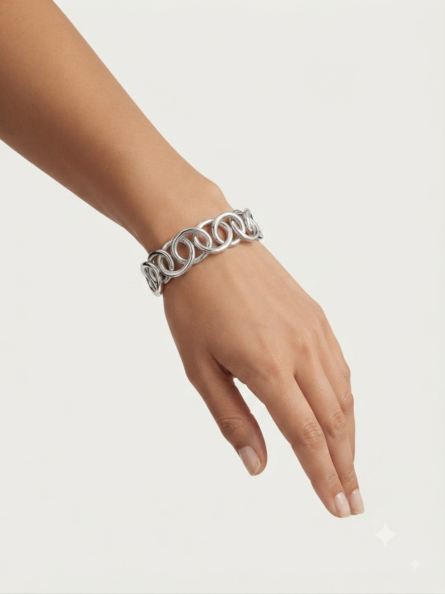 Nautica Pulsera Stretch Eslabones Plateada