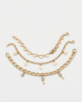 Steve Madden Anklet Set Dorado 3 Piezas