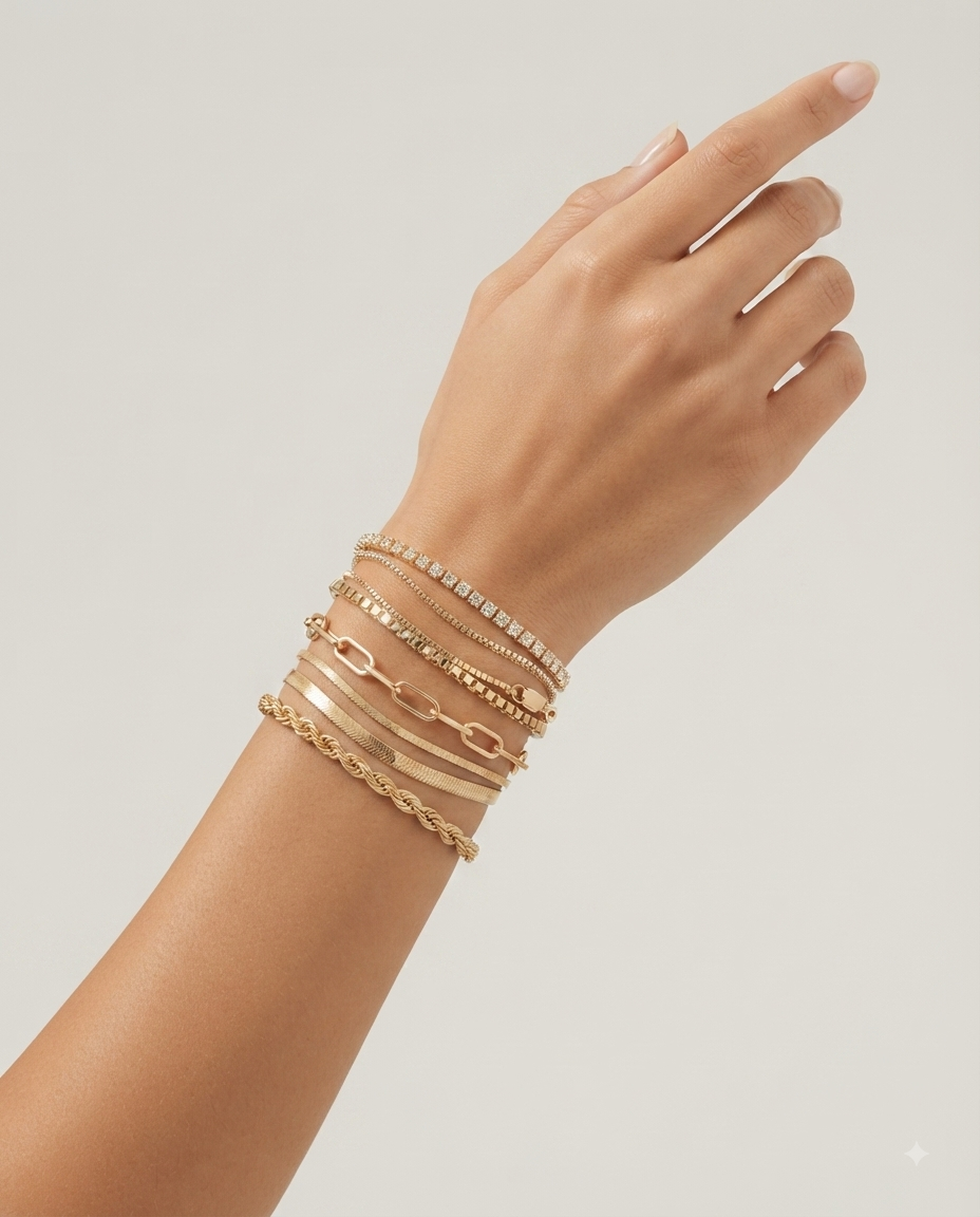 Steve Madden Set de Pulseras Doradas 6 Piezas