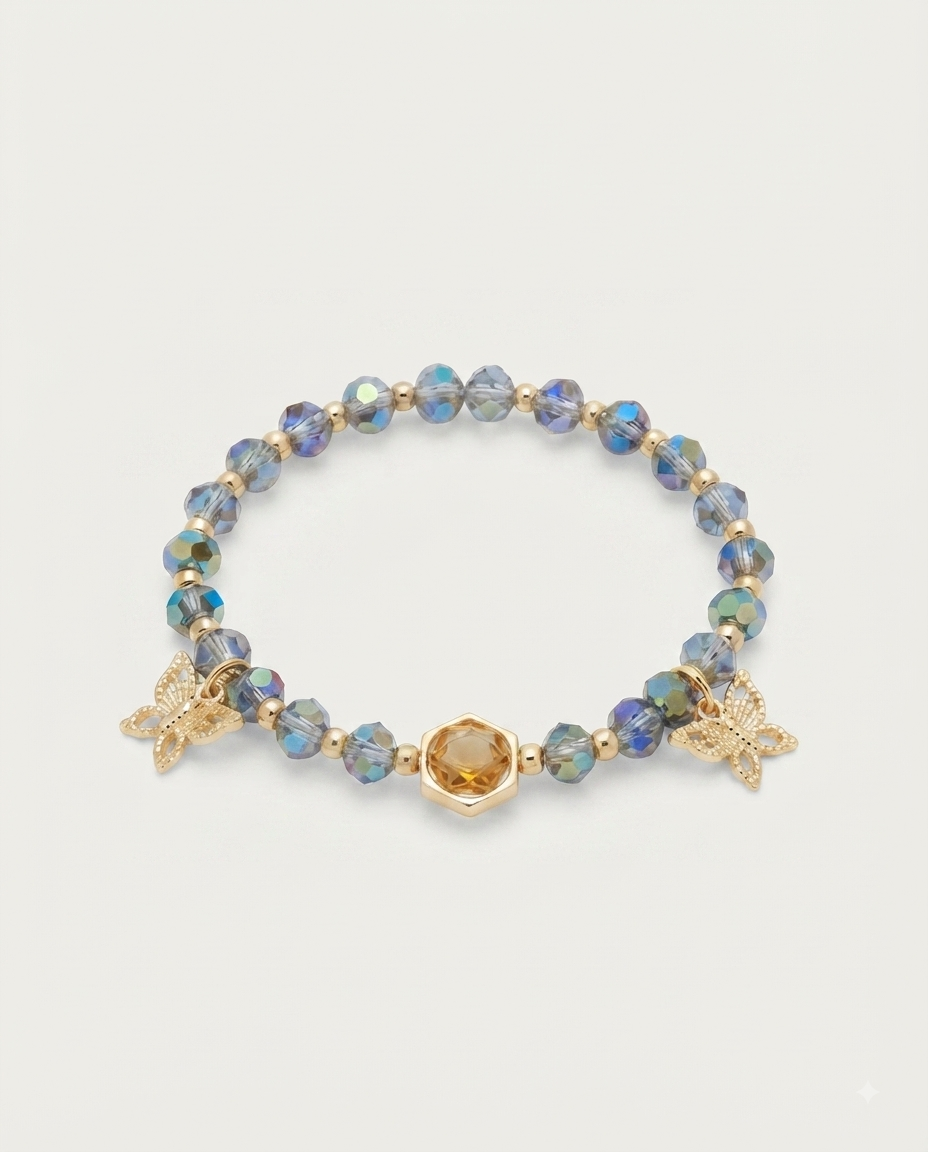 Nine West Pulsera de Cristales con Mariposas Azul