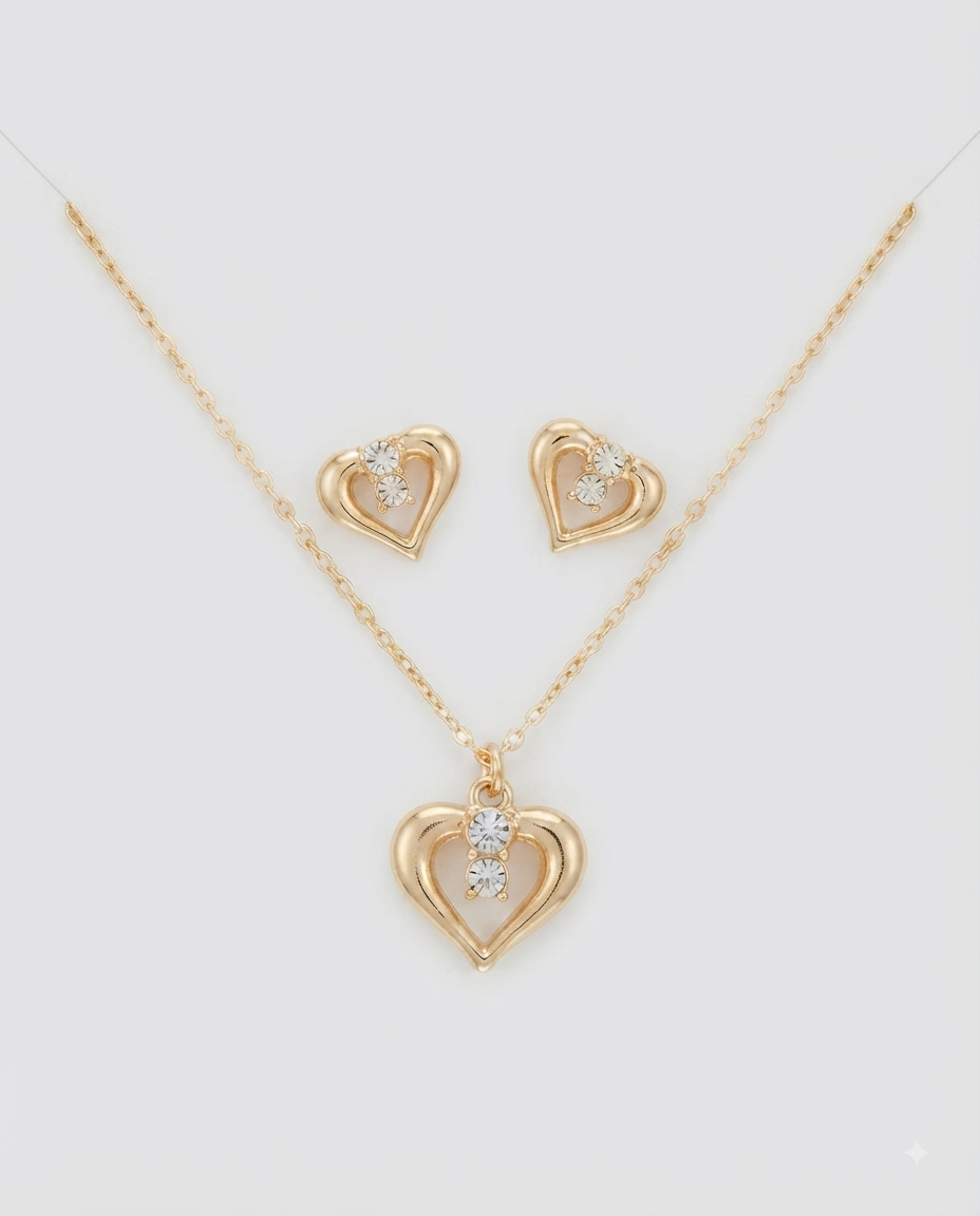 Nine West Set Collar y Aretes Corazón Dorado