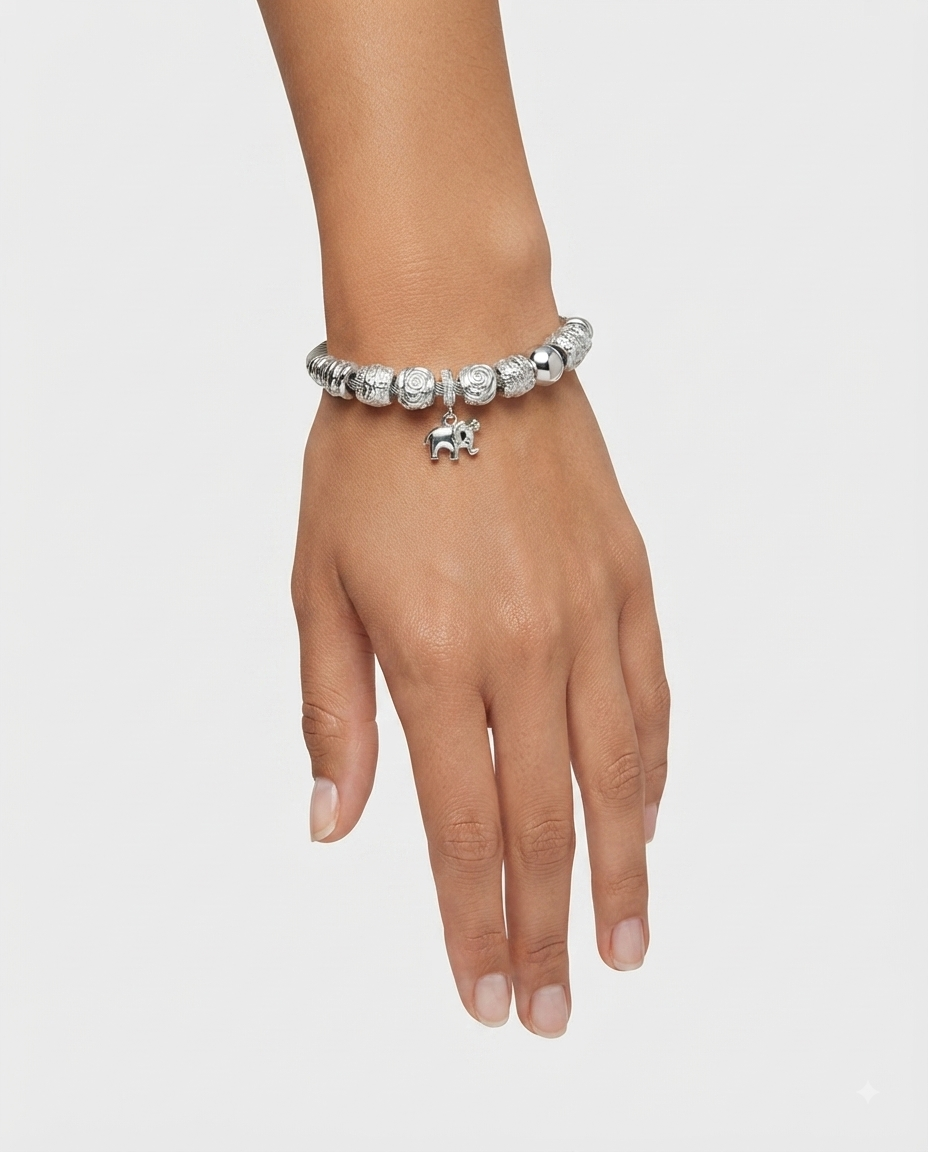 Nine West Pulsera Charms Elefante Plateada