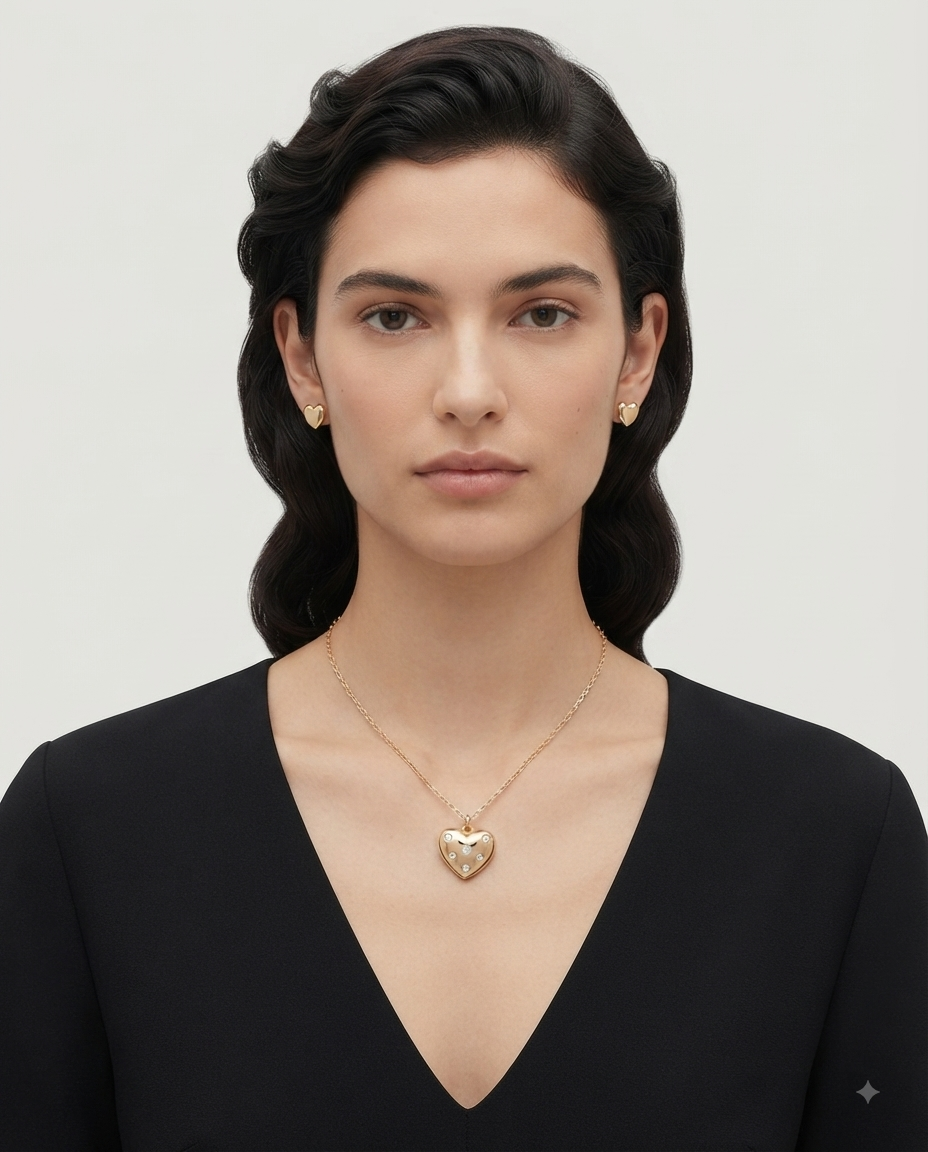 Anne Klein Set Collar y Aretes Corazón Dorado