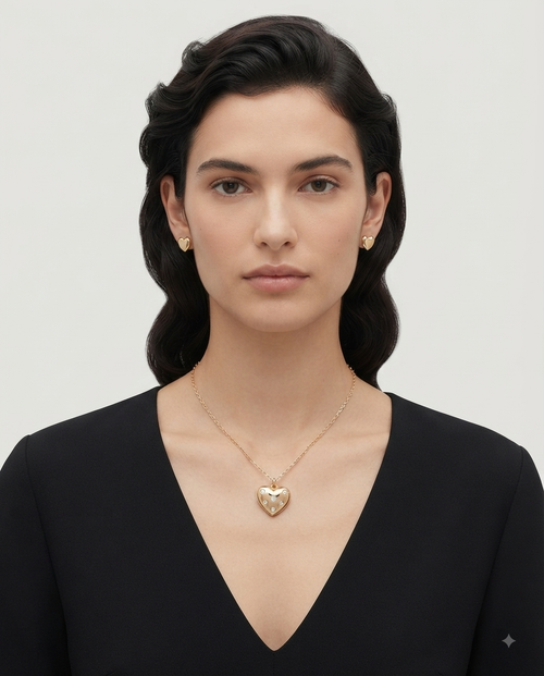 Anne Klein Set Collar y Aretes Corazón Dorado
