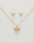 Anne Klein Set Collar y Aretes Corazón Dorado