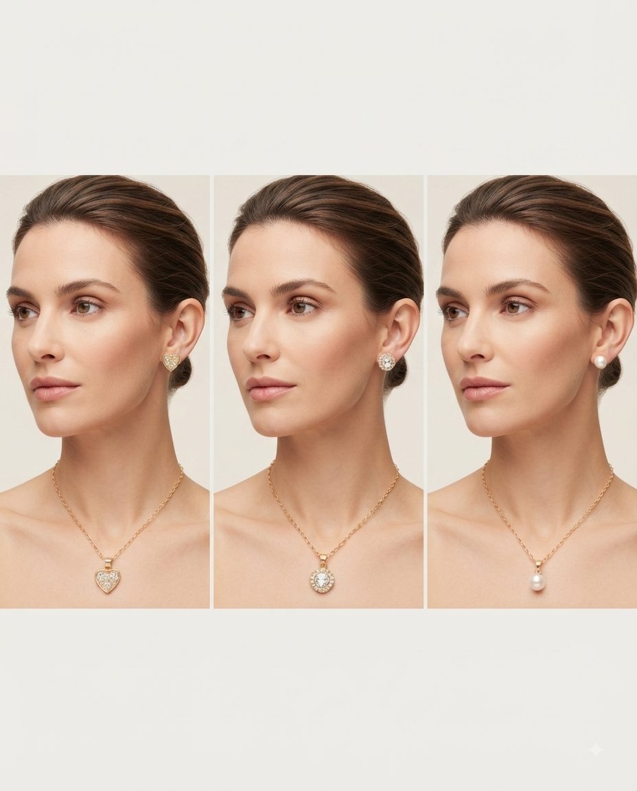 Set de 3 aretes y 3 collares adrienne vittadini perlas
