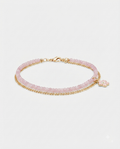 Nine West Tobillera Pulsera Dorada con piedras rosa  y con Charm de flor