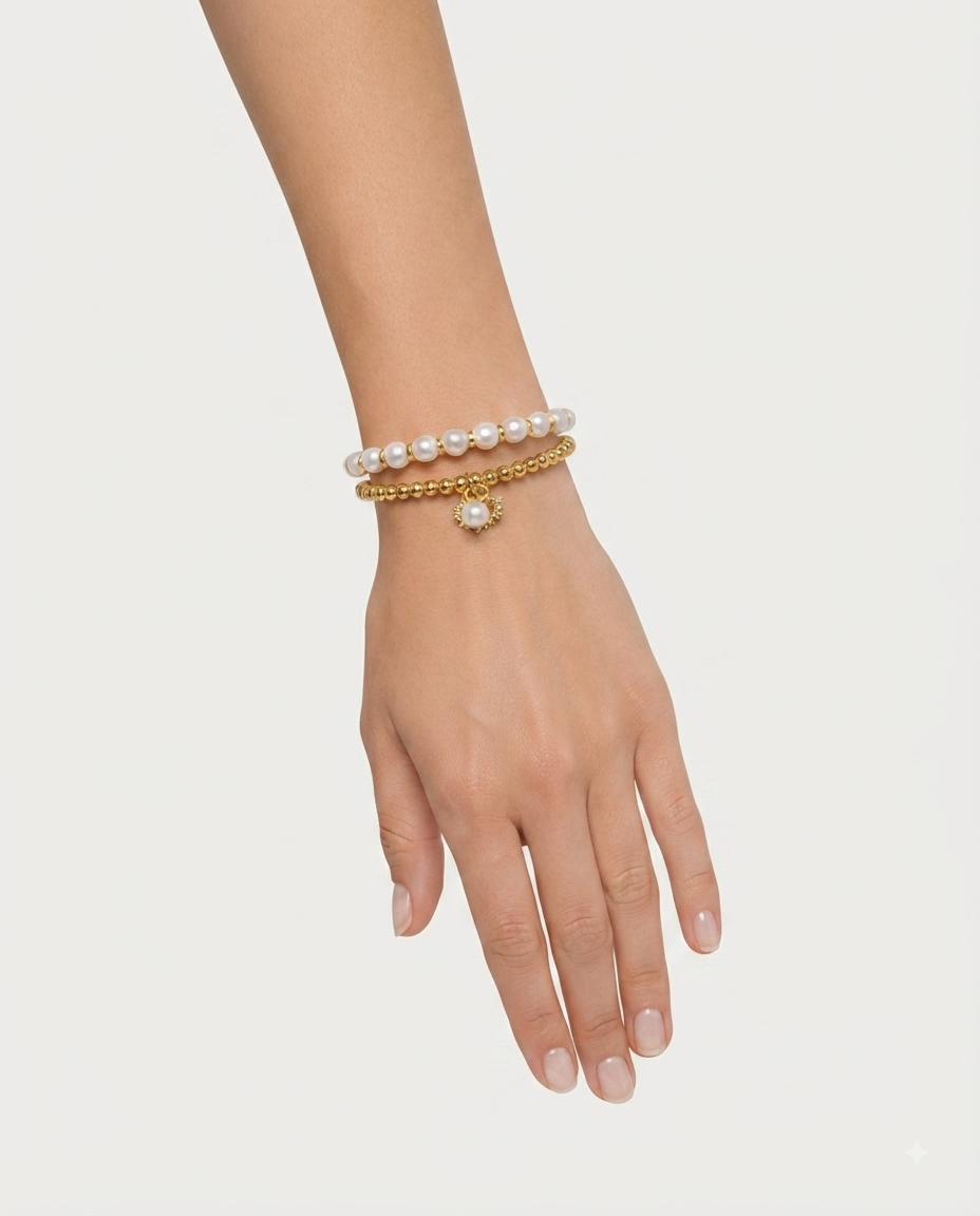 Nautica Set Brazaletes Perlas y Dorado 2 Piezas