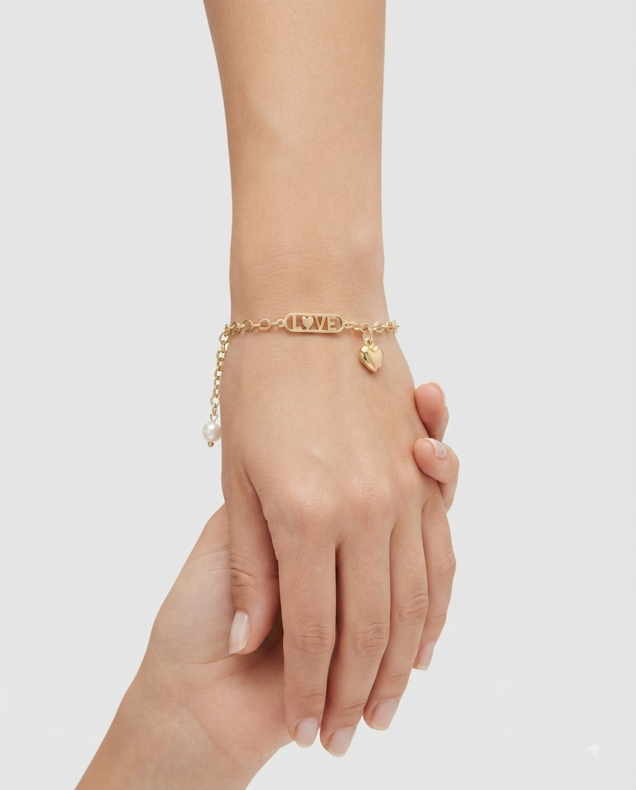 Anne Klein Pulsera LOVE Corazón Dorada