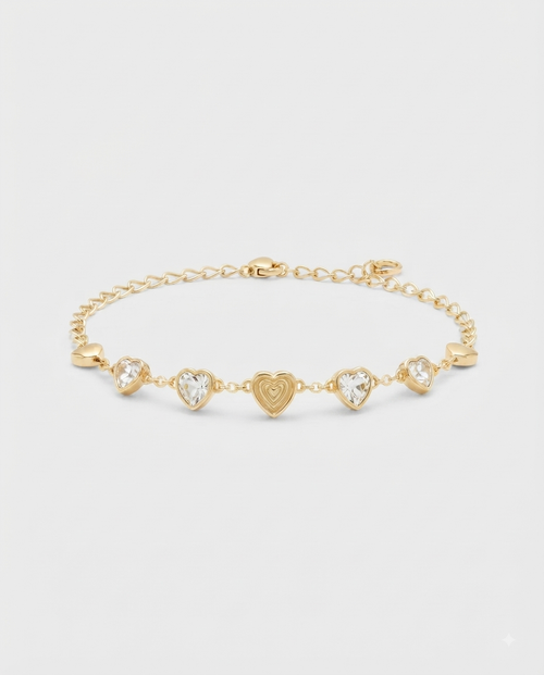 Anne Klein Pulsera Corazones y Cristales Dorada