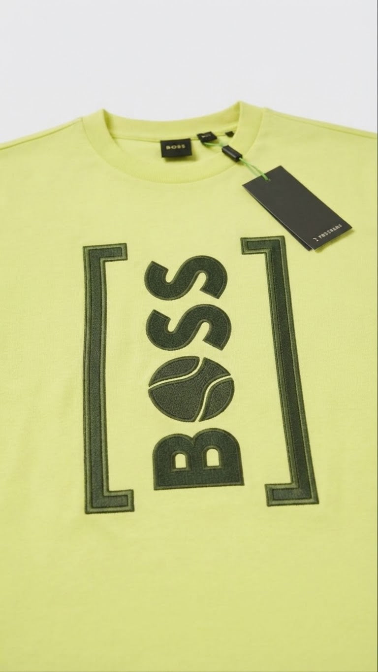BOSS Playera Amarillo Neón Logo Vertical
