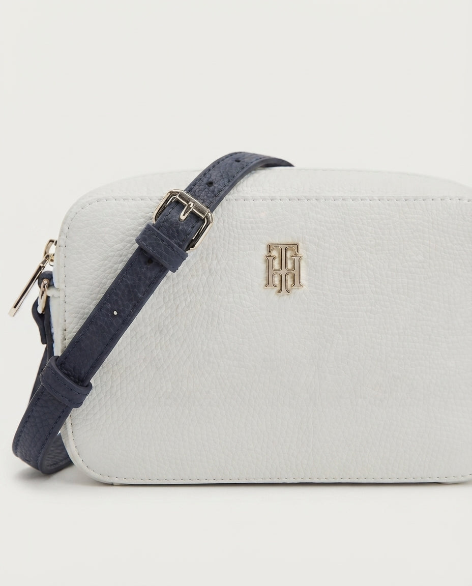 Bolsa Tommy Hilfiguer blanca con azul
