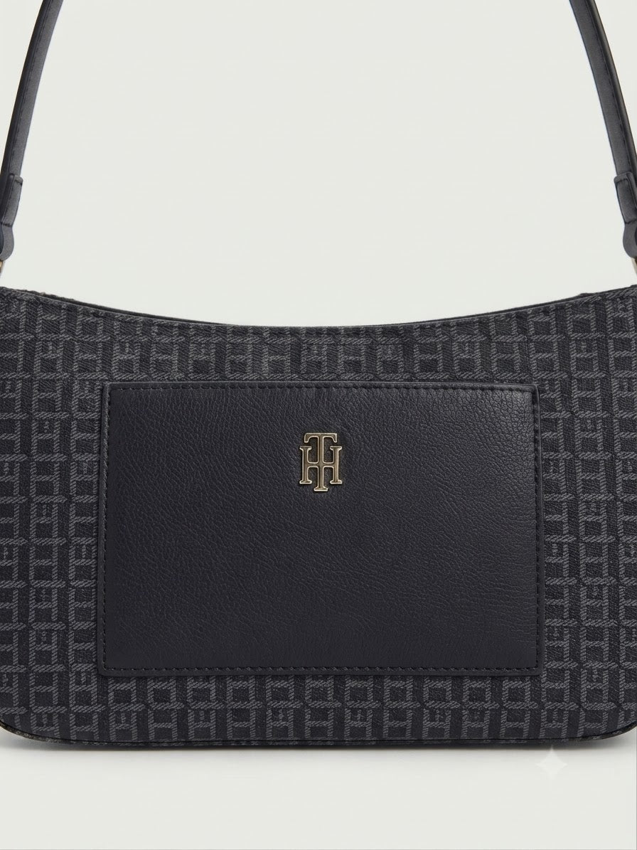 Bolsa de Hombro Tommy Hilfiger Monograma Negra