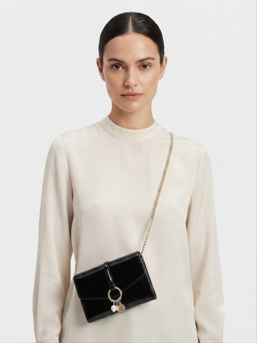Bolsa Mini Crossbody Steve Madden Negra Charol