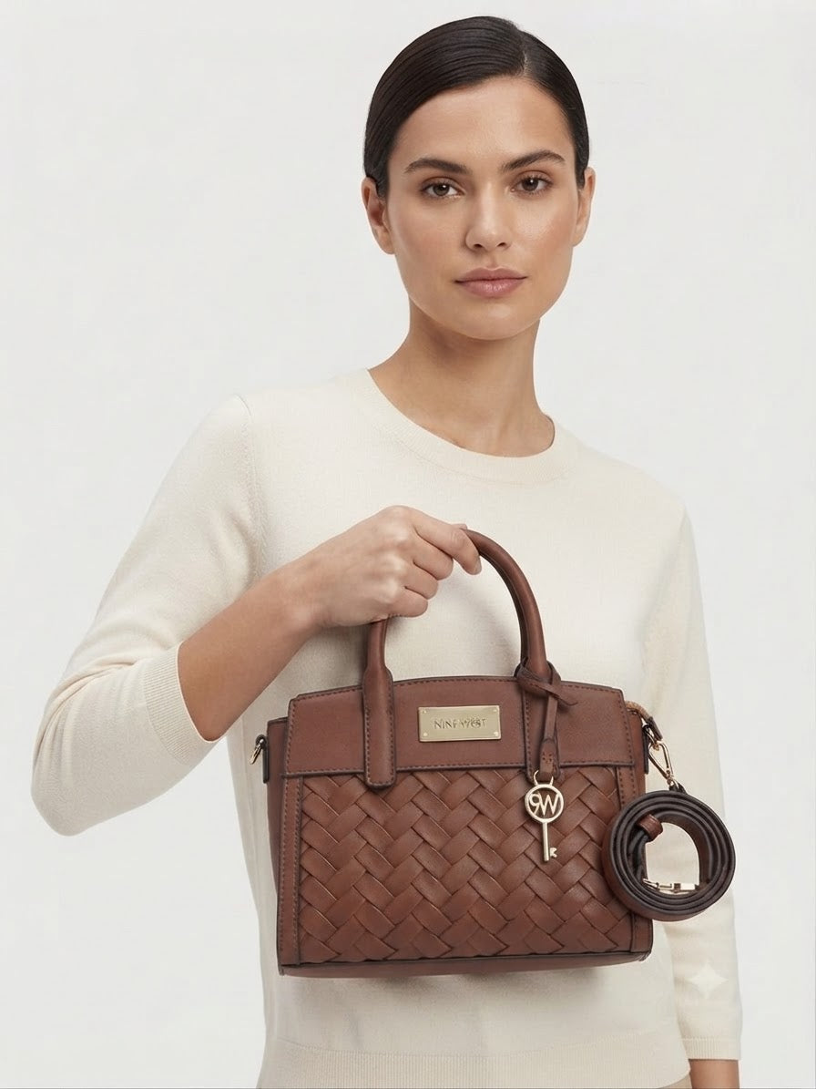 Bolsa Satchel Nine West Café Tejida