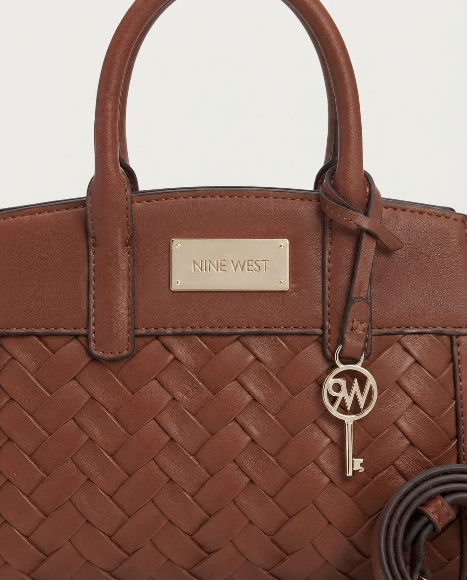Bolsa Satchel Nine West Café Tejida