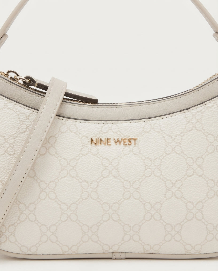 Bolsa Nine West Monograma Crema con Asa y Correa