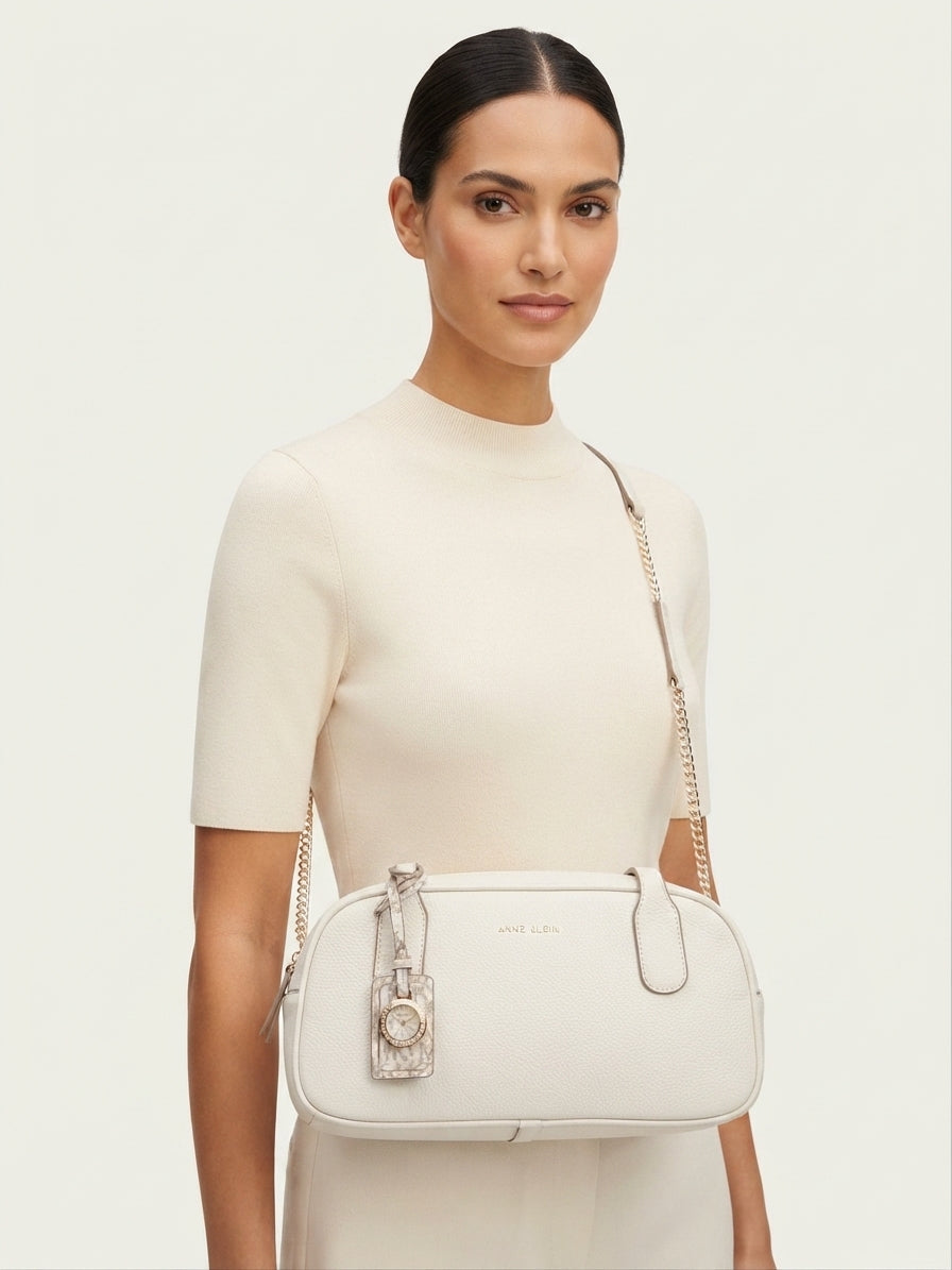 Bolsa Crossbody Anne Klein Blanca con Charm